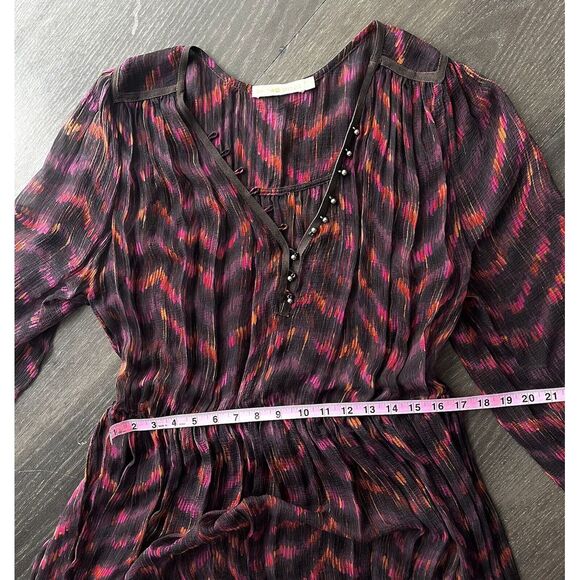 Of Two Minds 100% Silk‎ Long Sleeve Sheer Maxi Dress Multicolor Large - Picture 5 of 8